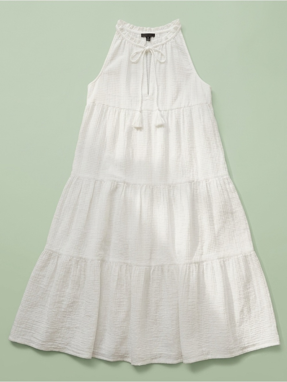 J.Crew Woman White Tiered Boho Halter Maxi Beach Romantic Summer Dress Size S